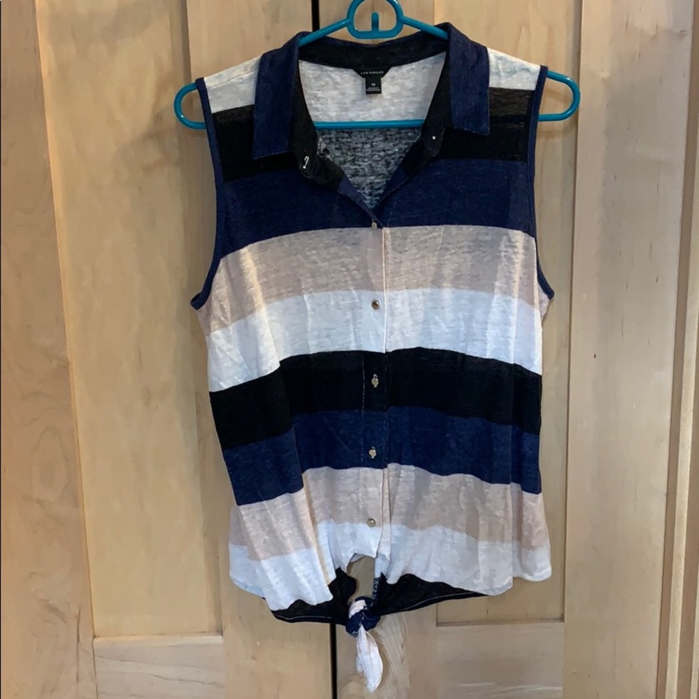 Striped, Button-Up Tank